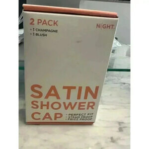Night Satin Shower Cap in Champagne & Blush - Frizz Steam Proof - 2 Pack